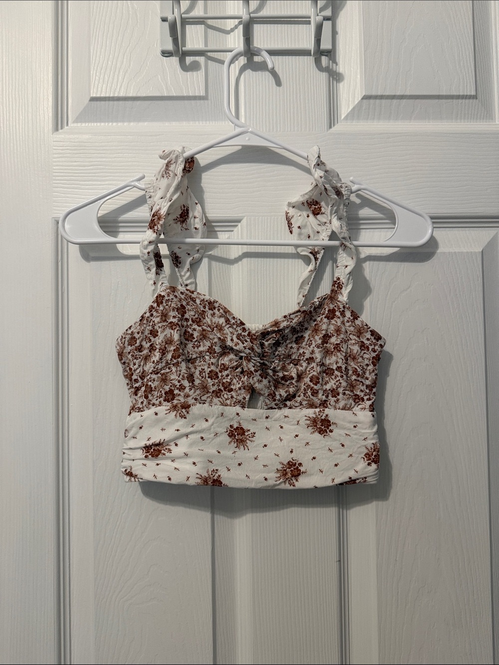 Altar'd State Cream Crop Top with Brown Floral Print Skirt